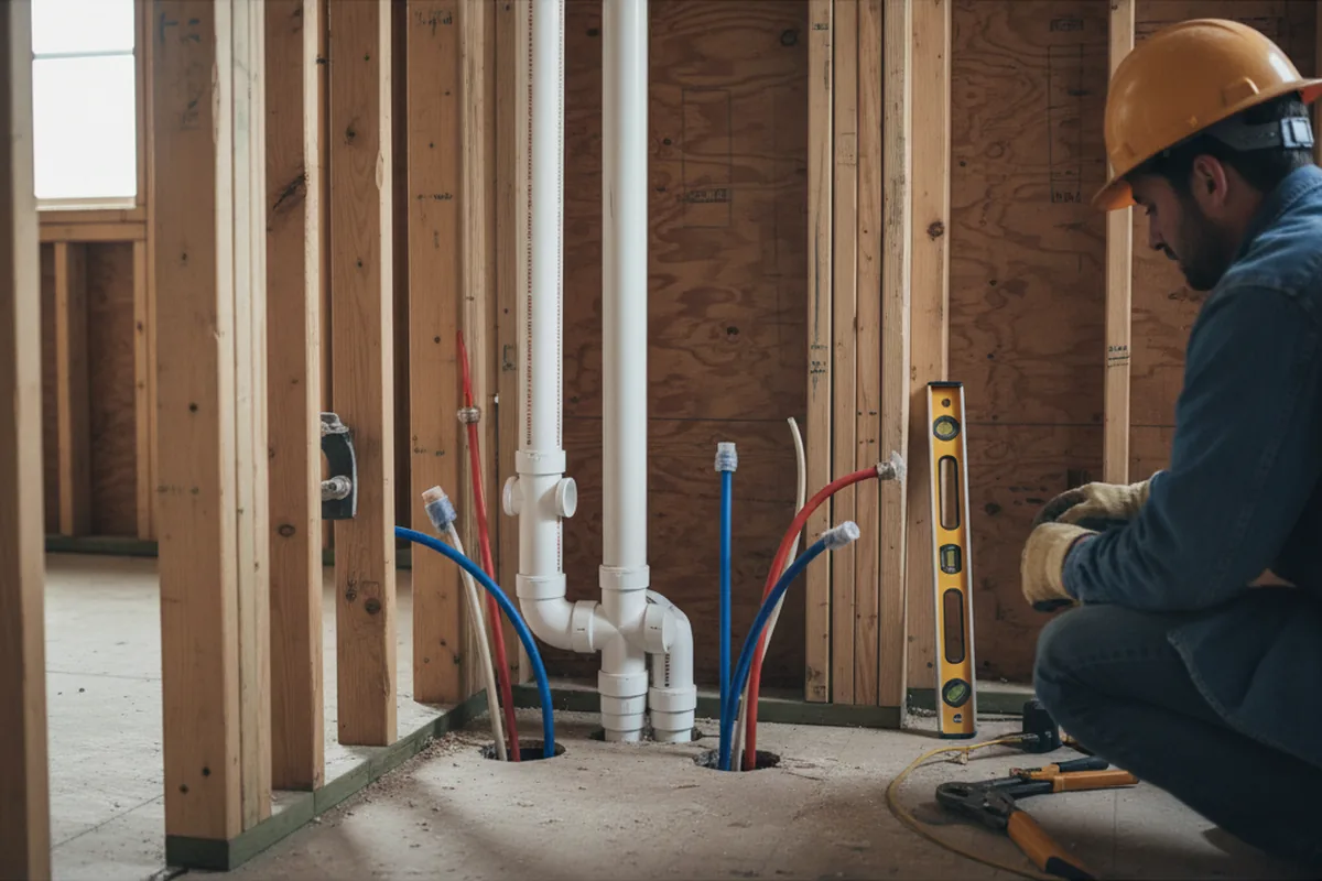 Drain and supply rough-in during Sump Pump Repair in Big Bear City