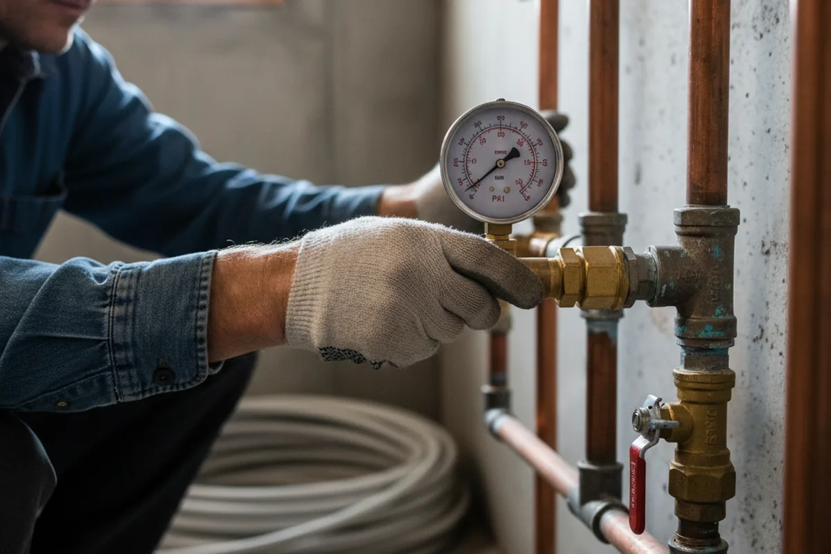 Pressure testing a repaired line during Water Line Repair in Big Bear City